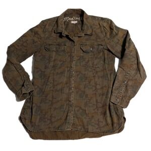 Madewell Camo Utility Button Down Shirt Women's Large Long Sleeve